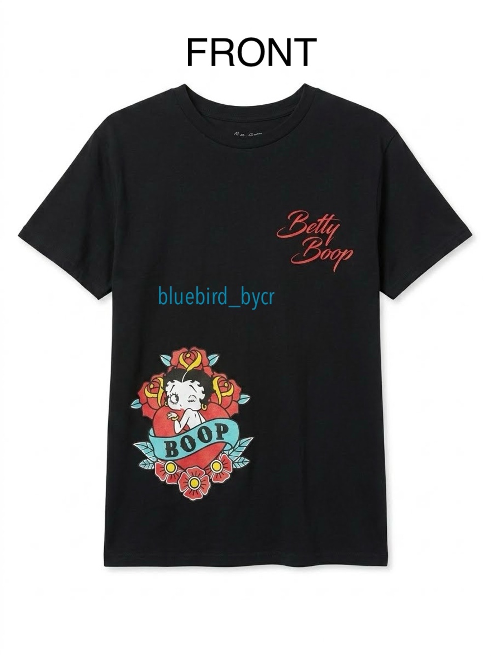 Betty Boop Black Tee with Red & Teal Graphic